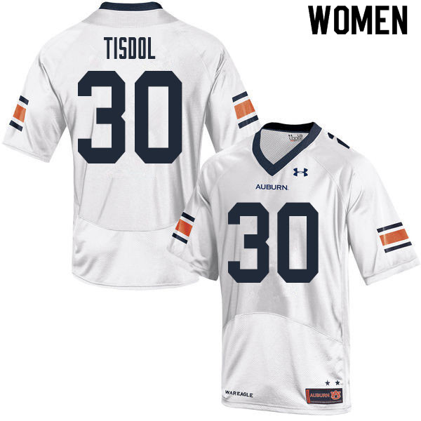 Women #30 Desmond Tisdol Auburn Tigers College Football Jerseys Sale-White - Click Image to Close